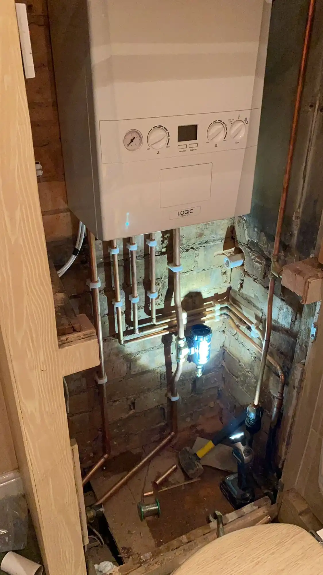 Boiler pipework.