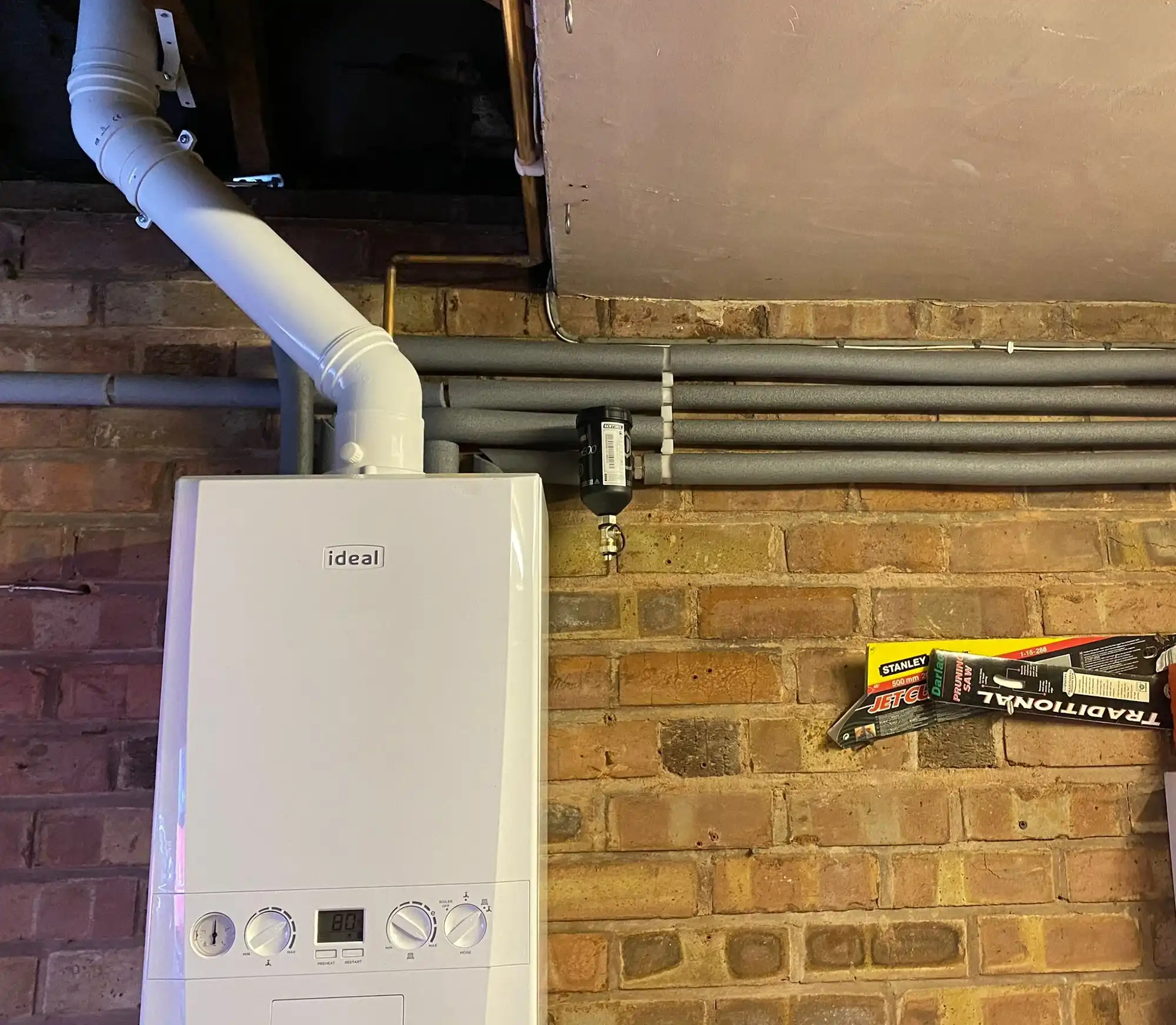 New boiler installed in the garage.